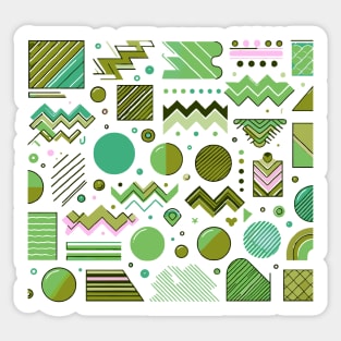 Pink Green 80s Retro Geometric Pattern Sticker